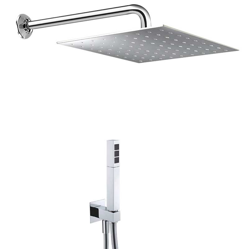 Soffione per doccia in acciaio inox quadrato e doccino