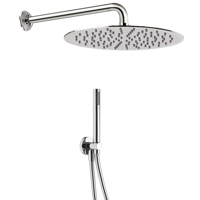Soffione per doccia in acciaio inox tondo e doccino