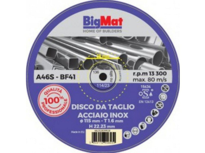 La gamma di dischi BigMat pro in acciaio inox: taglio preciso e sicuro